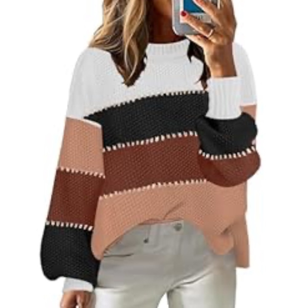 COPY - CUTE COLORBLOCK DETAIL LINE KNIT SWEATER TOP🩷💜